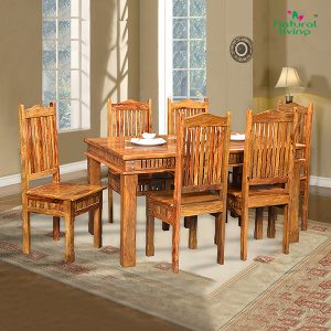 Hunter Six Seater Wooden Dining Set furniture in pune mumbai bangalore goa indore jaipur