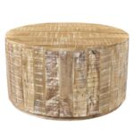 Round Drum Coffee Table (White Distress)