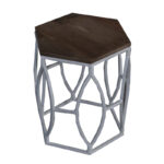 Iron Zig Stool Wood Top