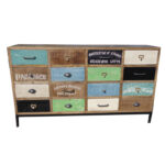 Iron Wooden 16 Drawer Side Board
