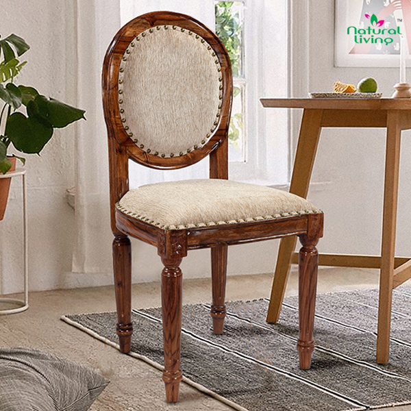 RAJWADI ROUND BACK WOODEN DINING CHAIR - SHEESHAM WOOD