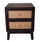RATTAN CANE SHEESHAM 2 DRAWER BEDSIDE TABLE