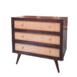 Cane Rattan Sheesham Wood 3 Drawer Chest