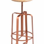 IRON BAR STOOL WOOD TOP CHUCK NUT STOOL (COPPER)