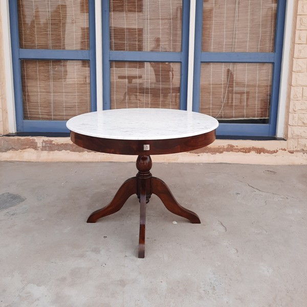 Roastery Round Table With Marble Top, Round Table With Marble Top