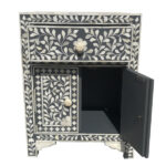 BONE INLAY FLORAL BEDSIDE CABINET