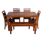 SONU DINING TABLE 145 CMS COMBO WITH 1 BENCH AND 4 CHAIR