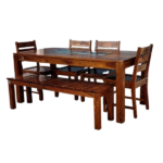 FLORA DINING TABLE 175 CMS COMBO WITH 1 BENCH AND 4 CHAIRS
