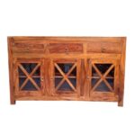 Cross Strip Wooden Crockery Unit